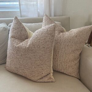 Textured Neutral Throw Pillows - Set of 2